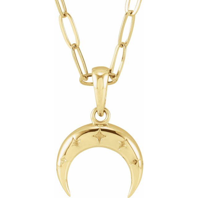 14K Yellow Crescent Moon 18' Necklace