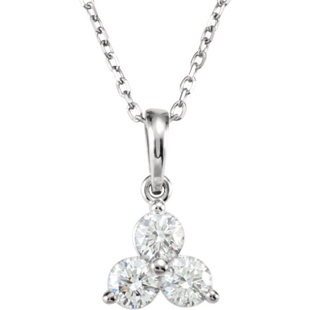 14K White 1/2 CTW Diamond Three-Stone 18' Necklace