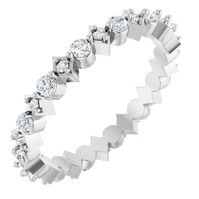 14K White 1/2 CTW Natural Diamond Eternity Band Size 7