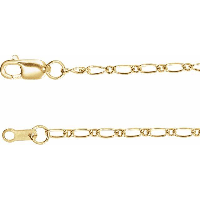 14K Yellow 1.5 mm Adjustable Figaro 16-18' Chain