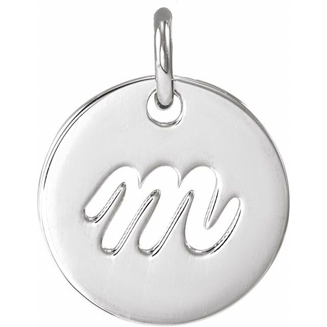 Sterling Silver Script Initial M Pendant