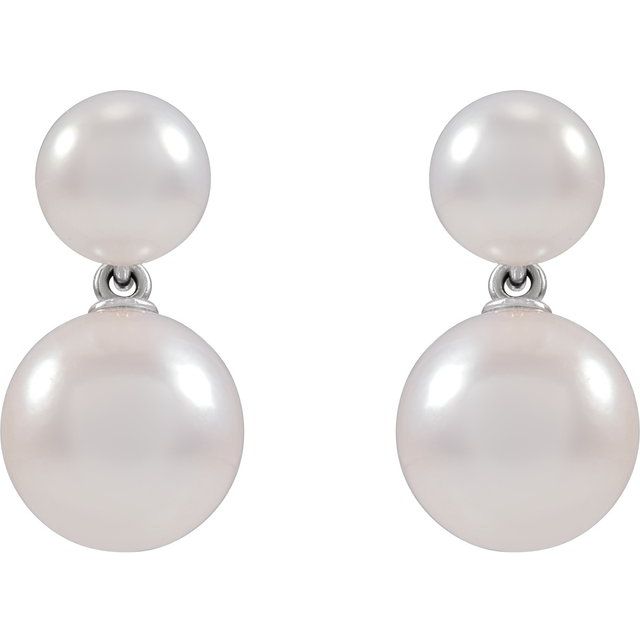 14K White Cultured White Freshwater Pearl Earrings