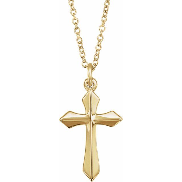 14K Yellow Cross 18' Necklace