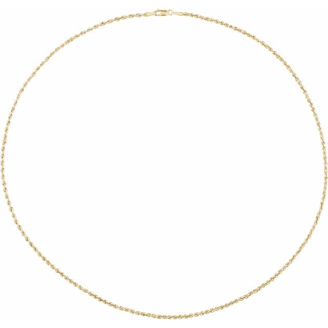 14K Yellow 2 mm Hollow Rope 24' Chain