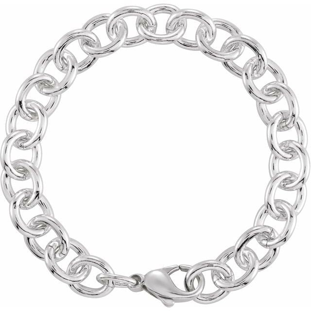 Sterling Silver 9.8 mm Cable 8' Chain