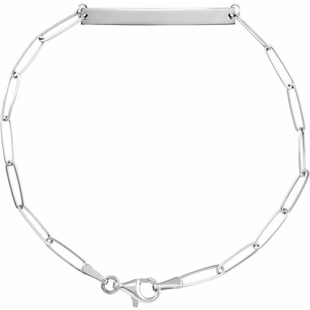 Sterling Silver Engravable Bar 7' Bracelet