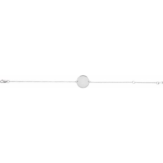 Sterling Silver Engravable Disc Adjustable 6 1/2-7 1/2' Bracelet