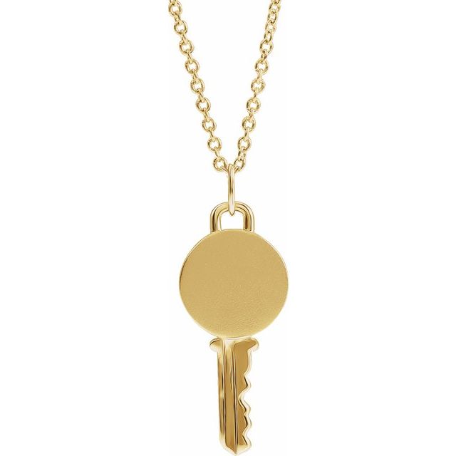 14K Yellow Engravable Key 16-18' Necklace