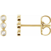 14K Yellow Rose-Cut .05 CTW Natural Diamond Three-Stone Bar Earrings