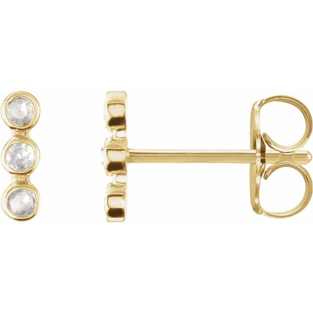 14K Yellow Rose-Cut .05 CTW Natural Diamond Three-Stone Bar Earrings