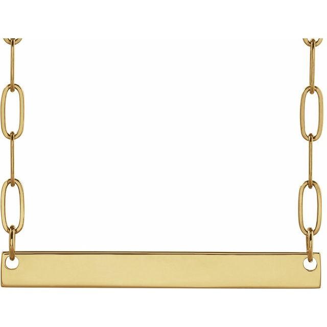 14K Yellow Engravable Bar 18' Necklace