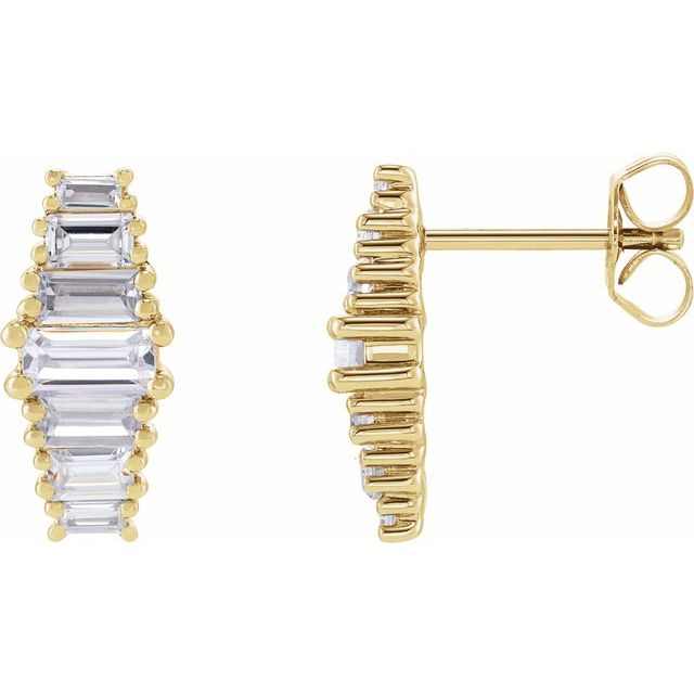 14K Yellow 1 1/2 CTW Lab-Grown Diamond Earrings