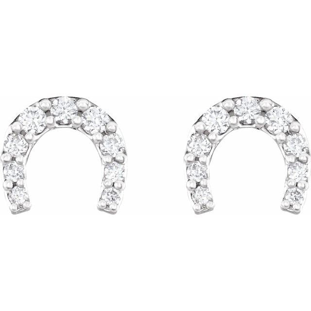 14K White 1/6 CTW Natural Diamond Horseshoe Earrings
