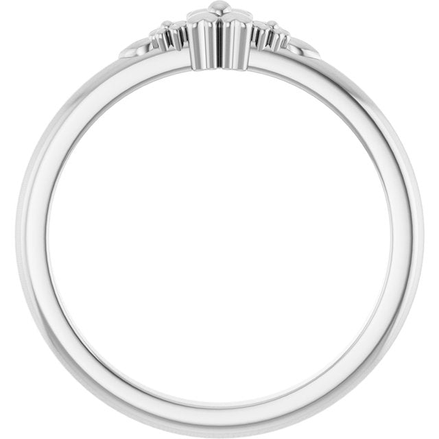 14K White Floral Stackable Ring