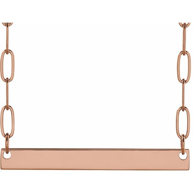 14K Rose Engravable Bar 18' Necklace
