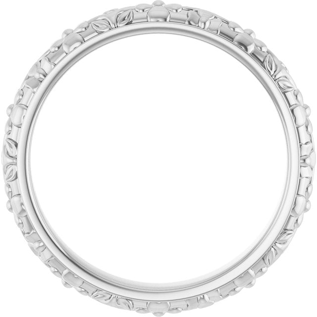 14K White Floral Band Size 7