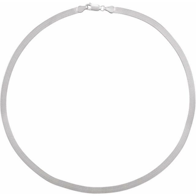 14K White 4.6 mm Flexible Herringbone 24' Chain