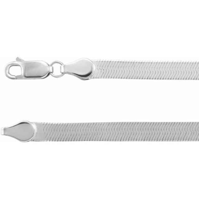 14K White 4.6 mm Flexible Herringbone 18' Chain