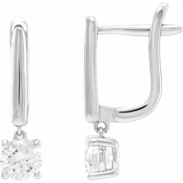 14k White 1 Ctw Lab-grown Diamond Lever Back Earrings