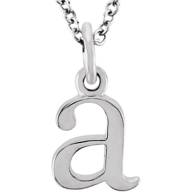 14K White Lowercase Initial a 16' Necklace