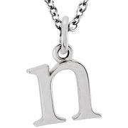 14K White Lowercase Initial n 16' Necklace