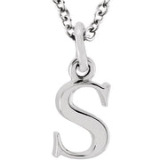 14K White Lowercase Initial s 16' Necklace