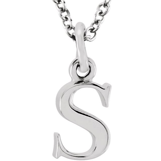 14K White Lowercase Initial s 16' Necklace