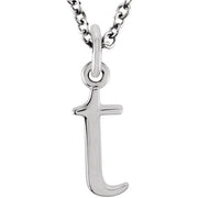 14K White Lowercase Initial t 16' Necklace