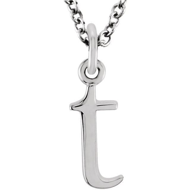 14K White Lowercase Initial t 16' Necklace