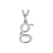 14K White Lowercase Initial g 16' Necklace