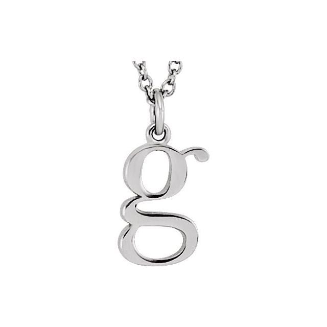 14K White Lowercase Initial g 16' Necklace