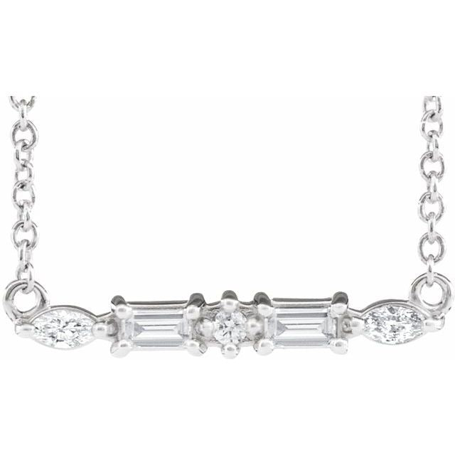 Sterling Silver 1/6 CTW Natural Diamond Bar 18' Necklace