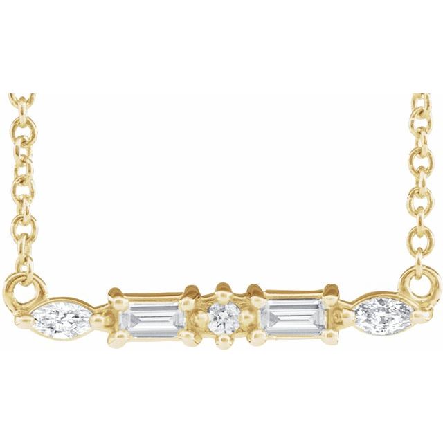 14K Yellow 1/6 CTW Natural Diamond Bar 18' Necklace