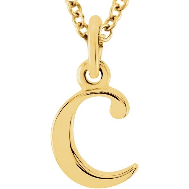 14K Yellow Lowercase Initial c 16' Necklace