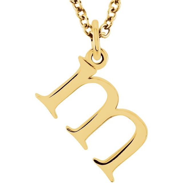 14K Yellow Lowercase Initial m 16' Necklace