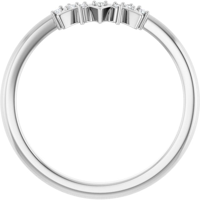 14K White .03 CTW Natural Diamond Contour Band