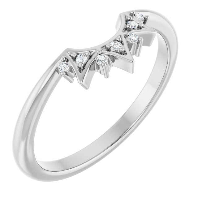 14K White .03 CTW Natural Diamond Contour Band