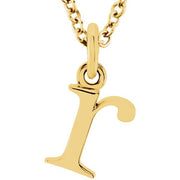 14K Yellow Lowercase Initial r 16' Necklace