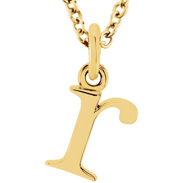 14K Yellow Lowercase Initial r 16' Necklace
