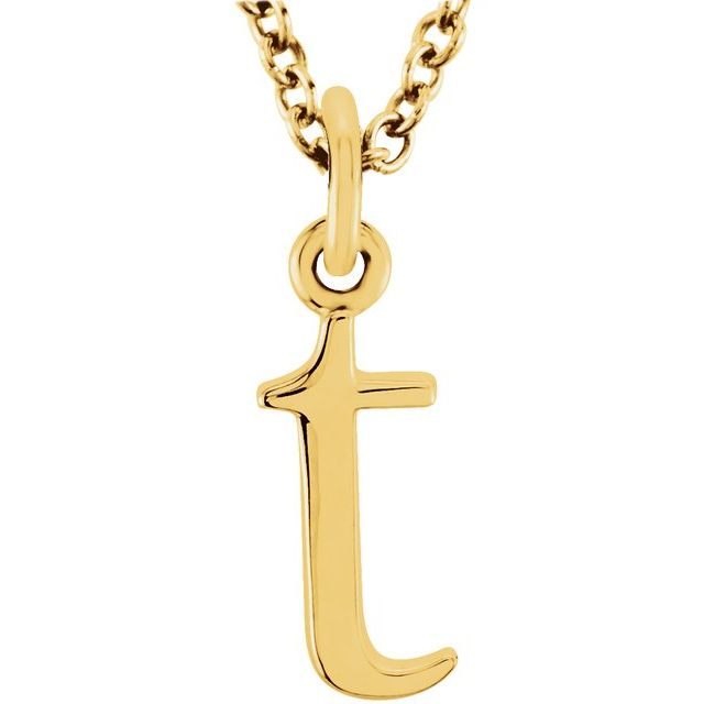 14K Yellow Lowercase Initial t 16' Necklace