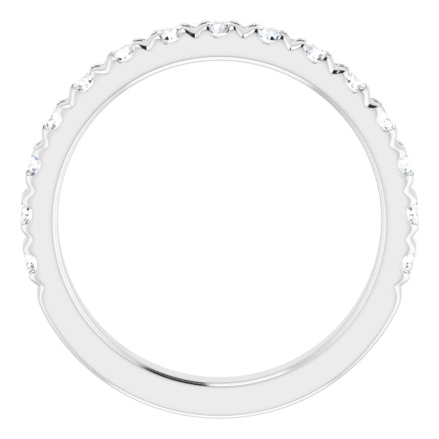 14K White 9/10 CTW Natural Diamond French-Set Matching Band