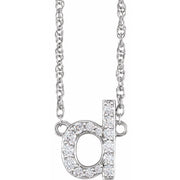 14K White 1/8 CTW Natural Diamond Lowercase Initial D 16' Necklace