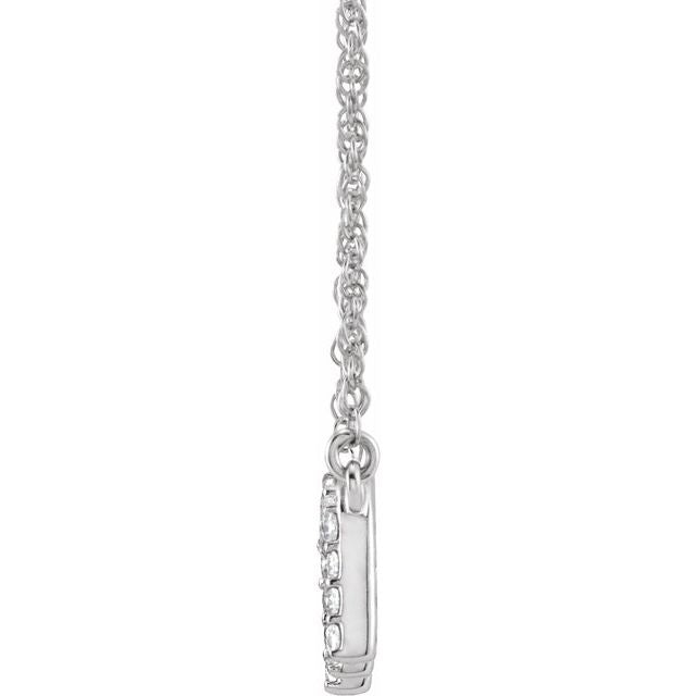14K White 1/6 CTW Natural Diamond Lowercase Initial M 16' Necklace
