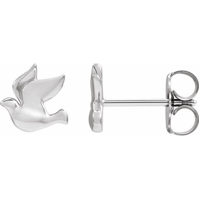 14K White Holy Spirit Dove Earrings