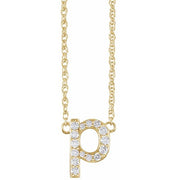 14K Yellow 1/8 CTW Natural Diamond Lowercase Initial P 16' Necklace