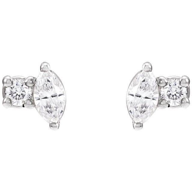 14K White .08 CTW Natural Diamond Earrings