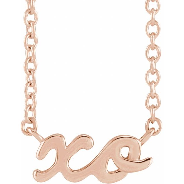 14K Rose Script 'XO' 16' Necklace