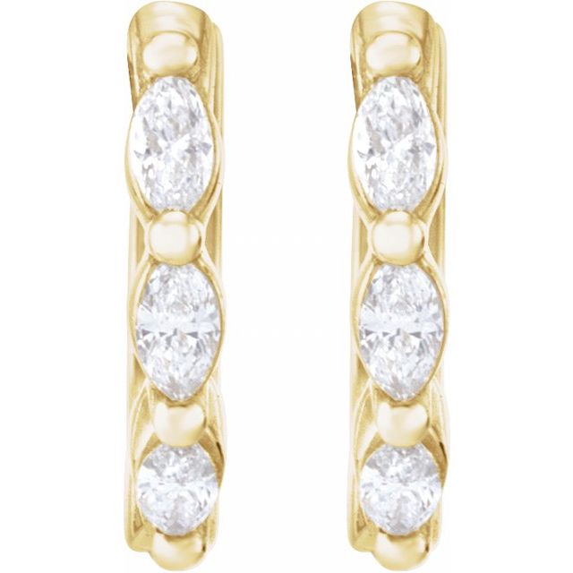 14K Yellow 1/10 CTW Natural Diamond 10 mm Hoop Earrings