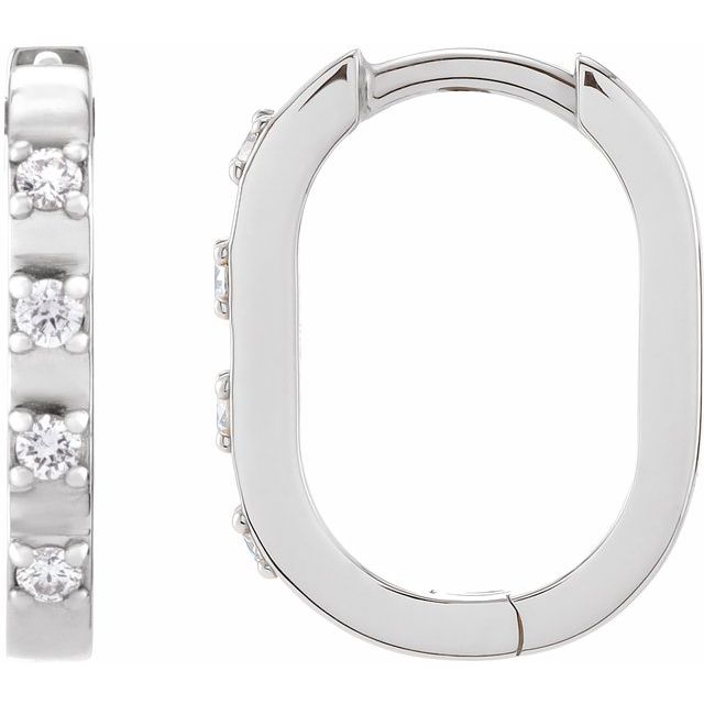 14K White 1/10 CTW Natural Diamond 14 mm Hoop Earrings