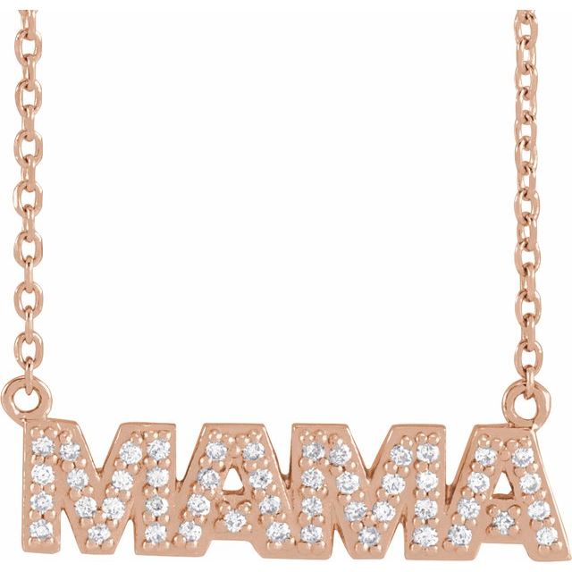 14K Rose 1/10 Natural Diamond 'Mama' 18' Necklace